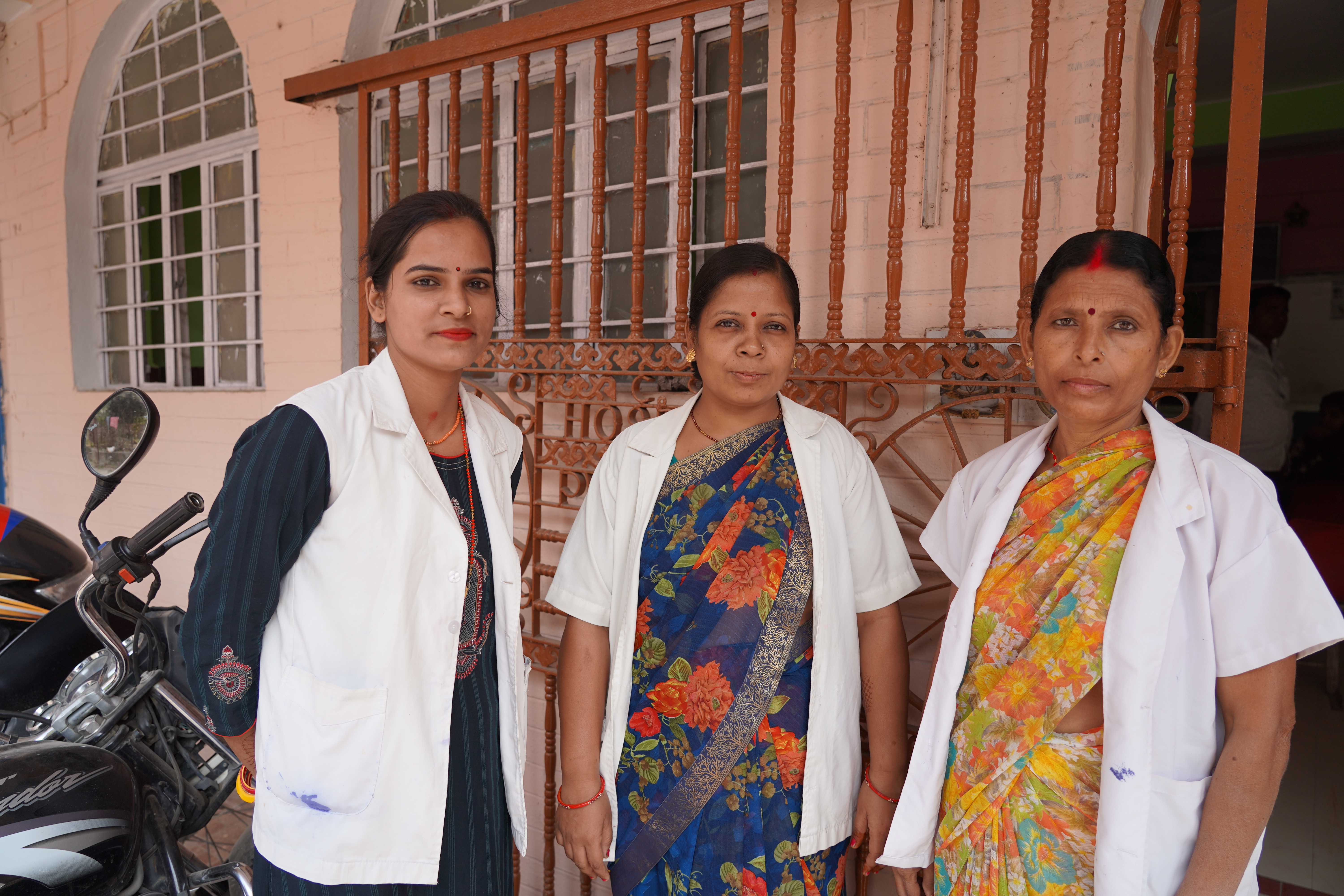 Lovely Kumari, Poonam Jha, and Kavita Kumari are nurses