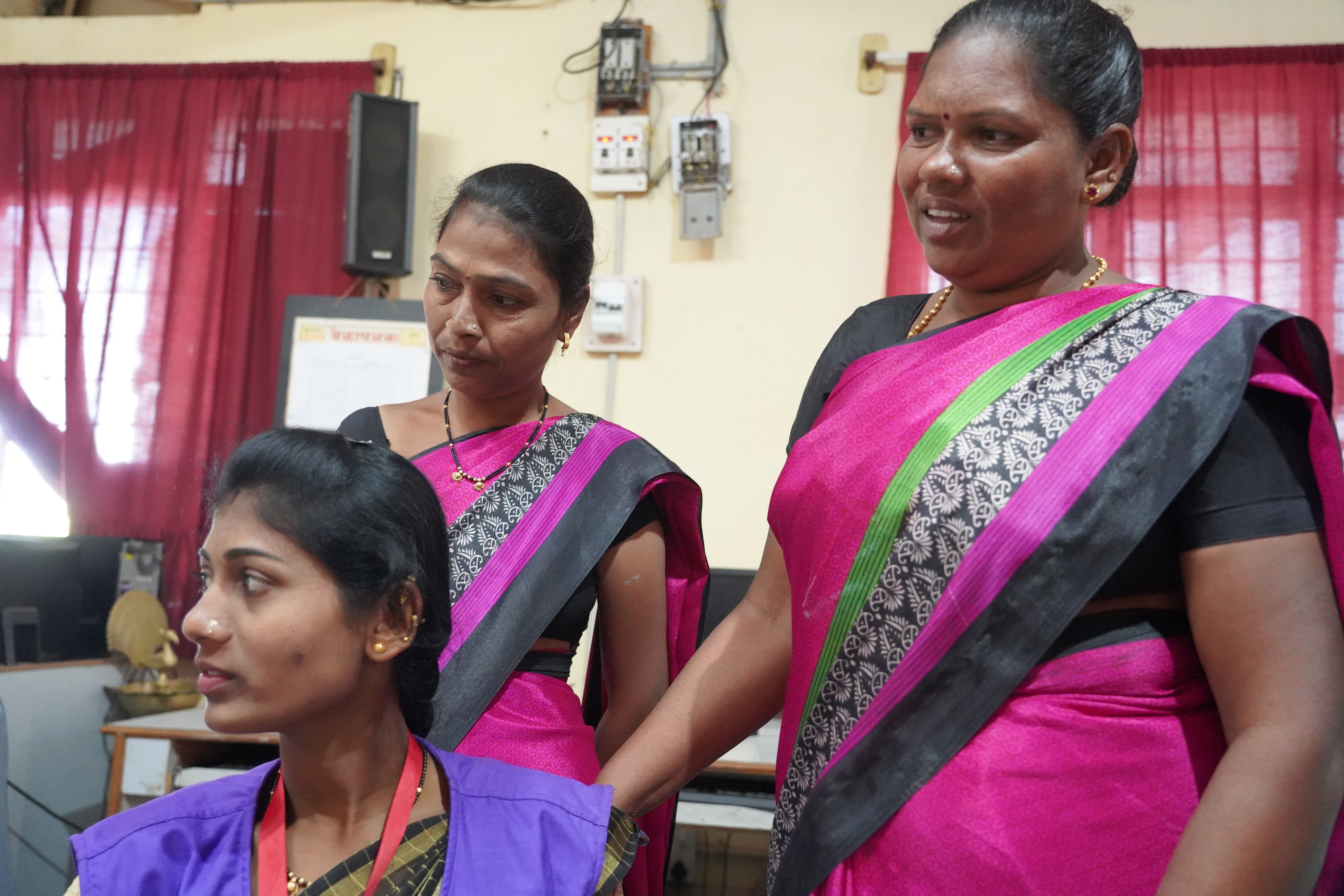 Laxmi Awale with Pushpa Vikas Kurne and Aruna Pramod Kamble, ASHAs in her community. 