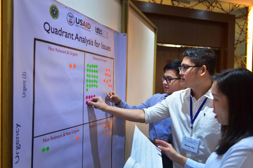 Stakeholders take a multi-sectoral approach to health workforce data in the Philippines. Credit: Alan Motus, Chemonics/HRH2030.