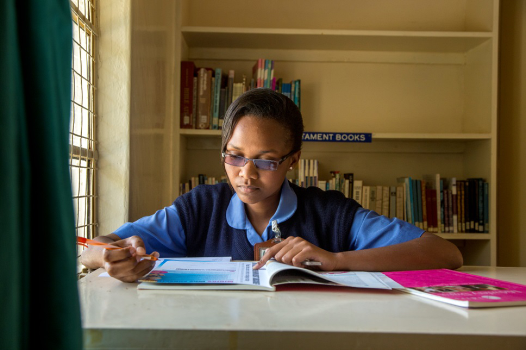 Mercy is enrolled at the AIC Kijabe Hospital School of Nursing in Kenya. Courtesy of IntraHealth   