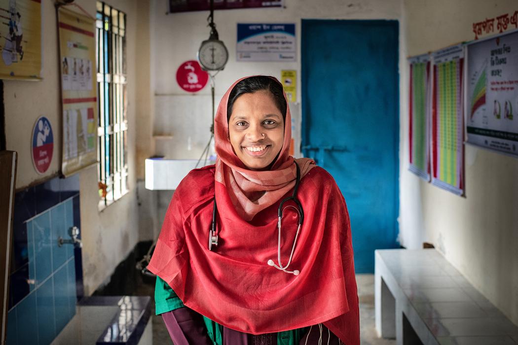 Rahima is a health worker at the Raghunathpur Community Clinic in Kaliganj, Satkhira, Bangladesh. Photo courtesy WaterAid America.