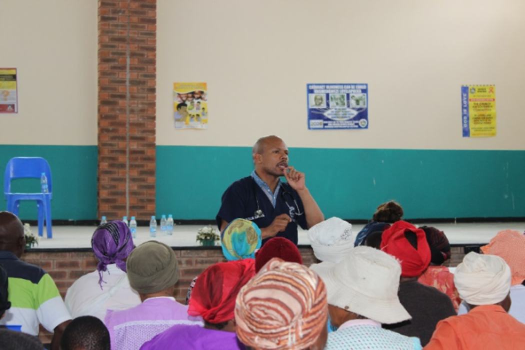 Dr Sanele Madela gives NCDs Health Eduction During HealthRise campaign at Gcumisa Umgungundlovu. Photo courtesy of Expectra Health Solutions.