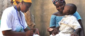 Djenebou Keita, a community health worker, tests a 2-year-old boy for malaria in Mali, one of 19 focus countries that benefit from the U.S. President's Malaria Initiative. Photo courtesy of USAID.