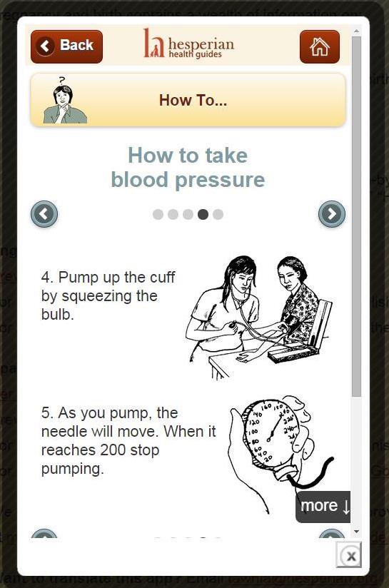 A screenshot from the “How-To” section of the app. Courtesy Hesparian Health Guides.